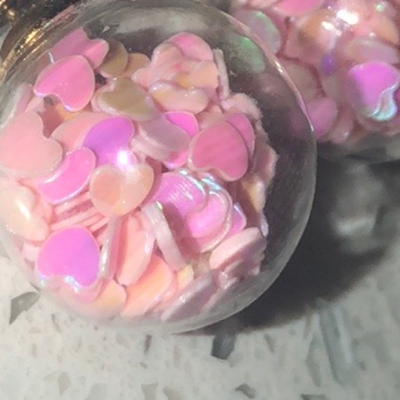 Earrings hearts globe sparkle iridescent stud ball - Picture 8 of 16